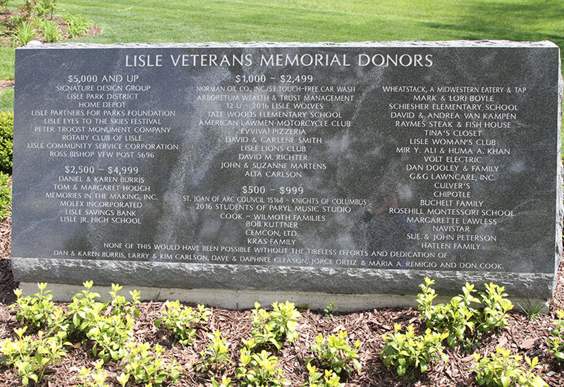 Lisle Veterans Memorial Donors